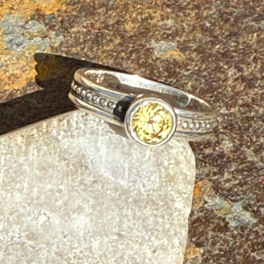 Vintage Sterling Silver & Citrine Stacking Ring Size 4 3/4 ring