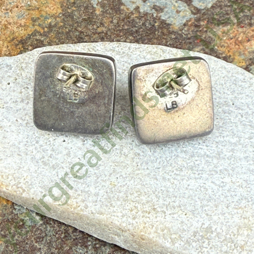 Vintage Sterling Silver & Amber Pierced Post Earrings earrings