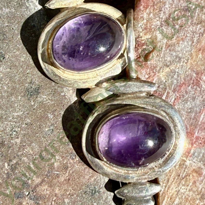 Vintage Sterling Silver & Amethyst Pierced Earrings earrings