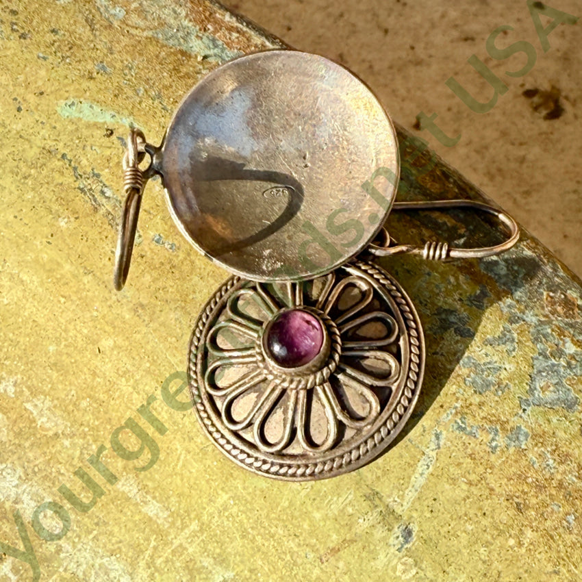 Vintage Sterling Silver & Amethyst Pierced Earrings earrings