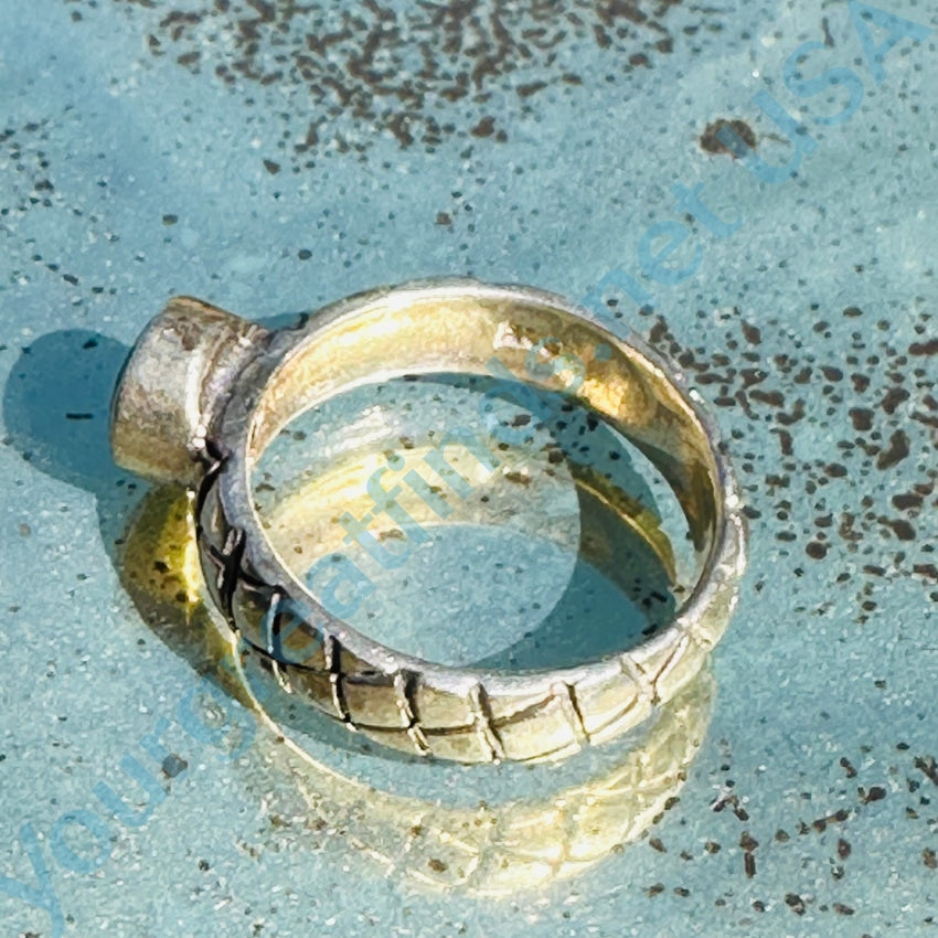 Vintage Sterling Silver Band Ring Golden Citrine Size 8