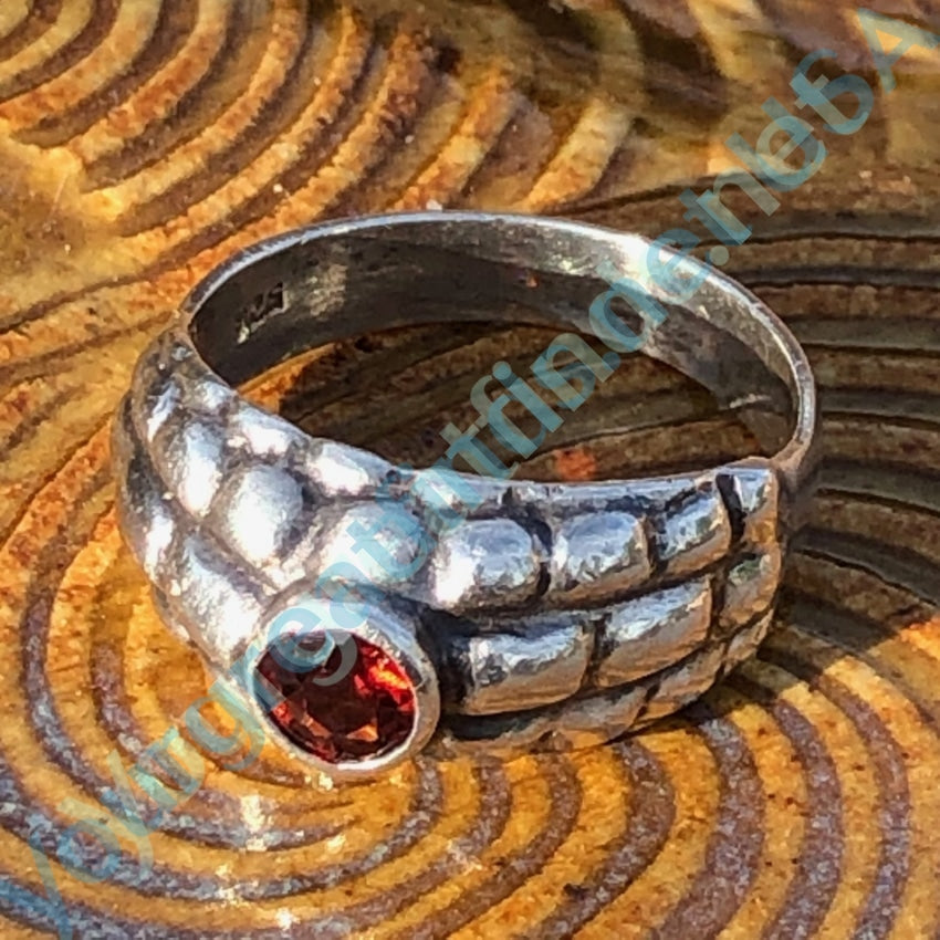 Vintage Sterling Wide 2024 & Thick Garnet Band Ring