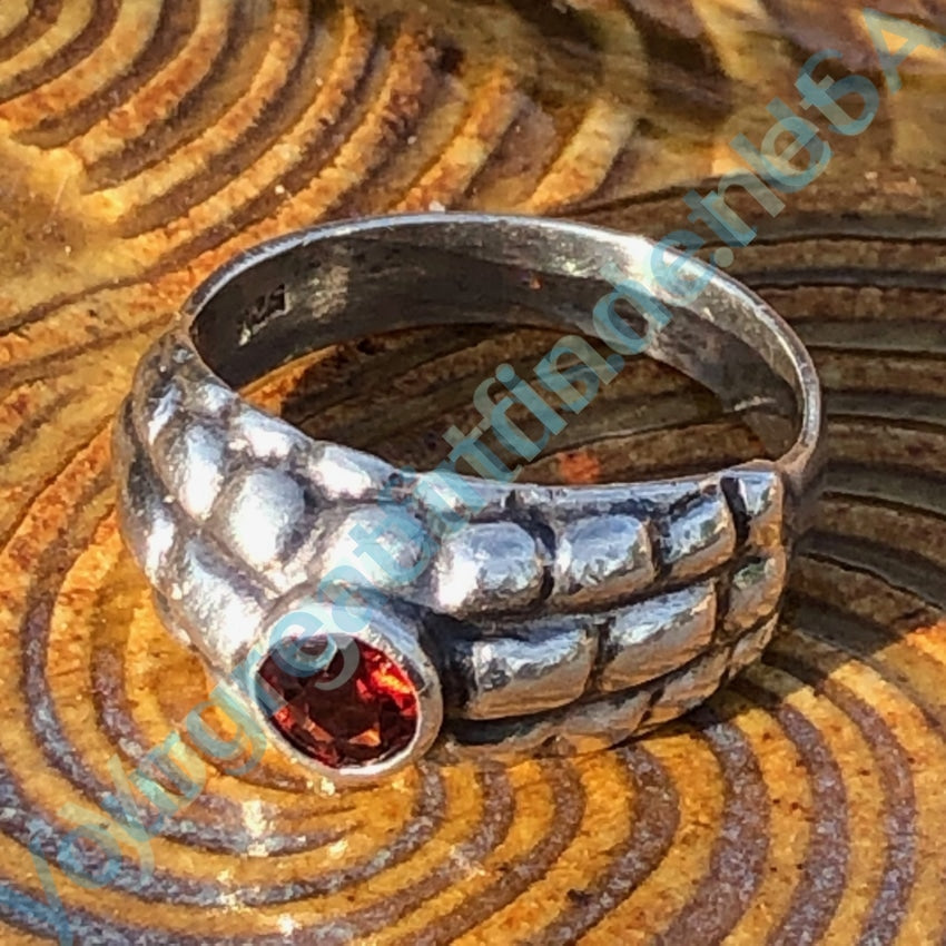 Vintage Sterling Silver Band Ring with Garnet Size 9 Yourgreatfinds