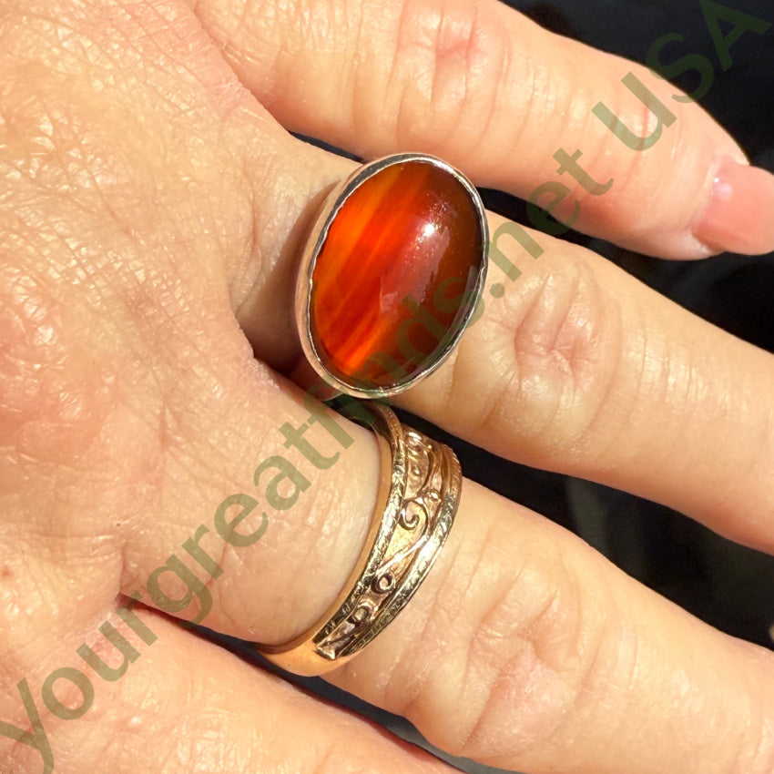 Vintage Sterling Silver & Banded Red Sardonyx Ring Size 7.5 ring