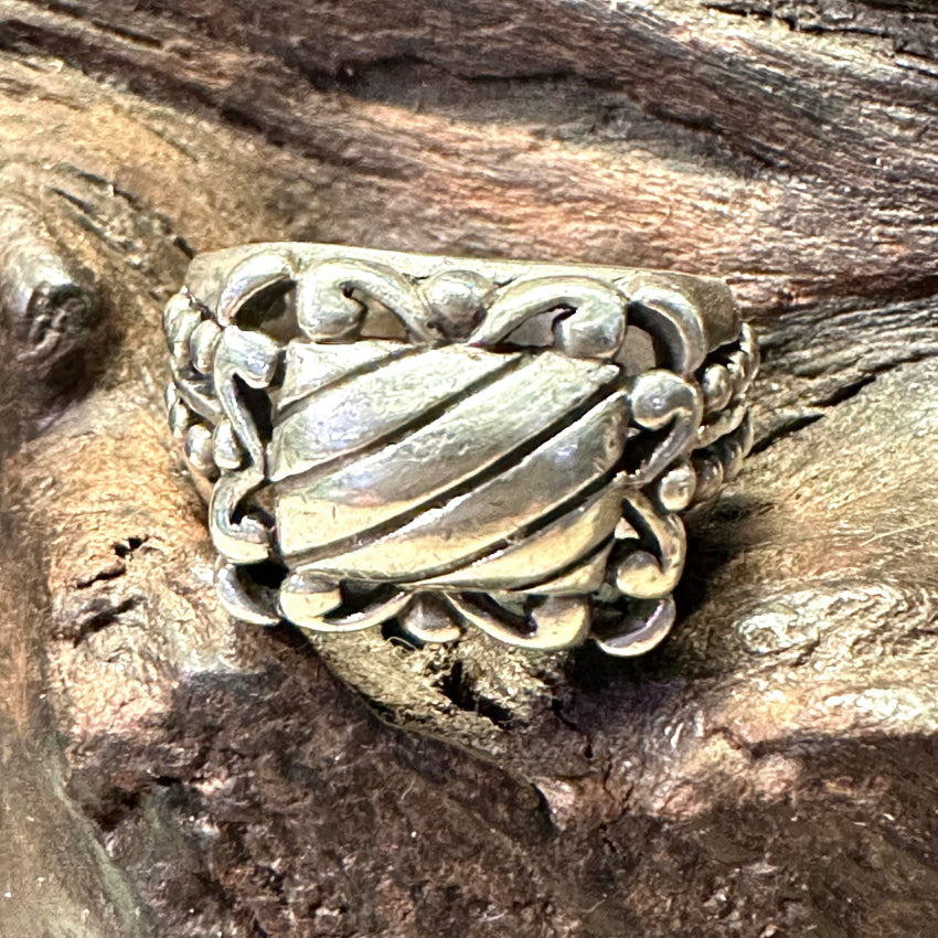 Vintage Sterling Silver Baroque Inspired Ring Size 9