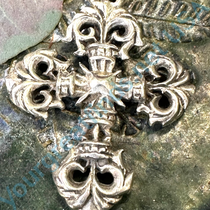 Vintage Sterling Silver Baroque Style Holy Cross Pendant
