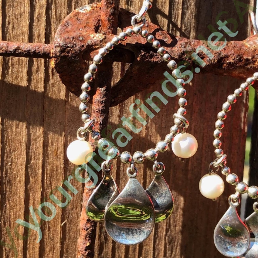 Vintage Sterling Silver Beaded Hoop Earrings Pearls Yourgreatfinds