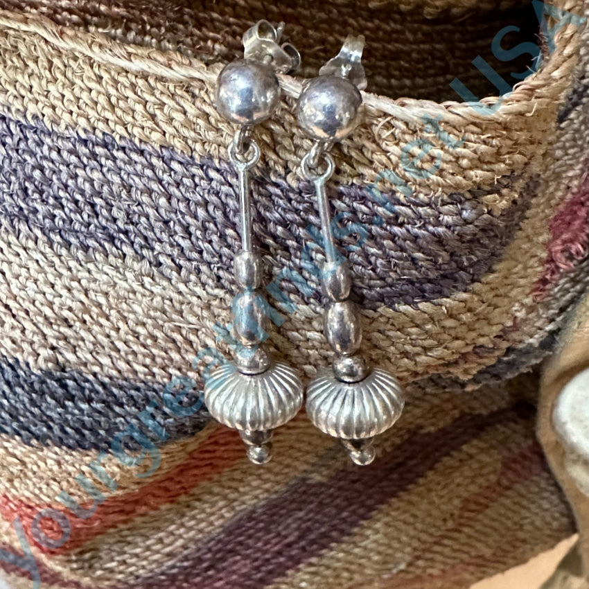 Vintage Sterling Silver Beaded Pierced Earrings