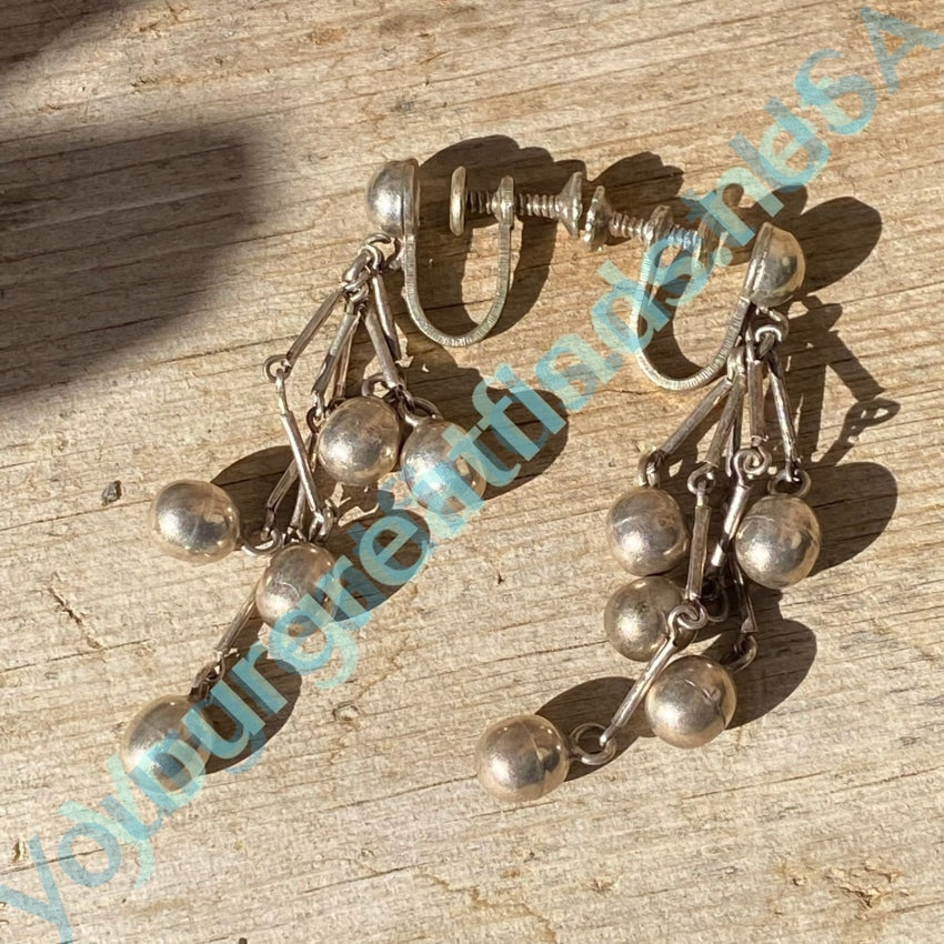 Vintage Sterling Silver Bench Bead Earrings Yourgreatfinds