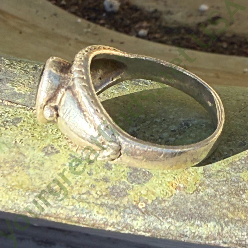 Vintage Sterling Silver & Black Enamel Signet Ring 8 ring