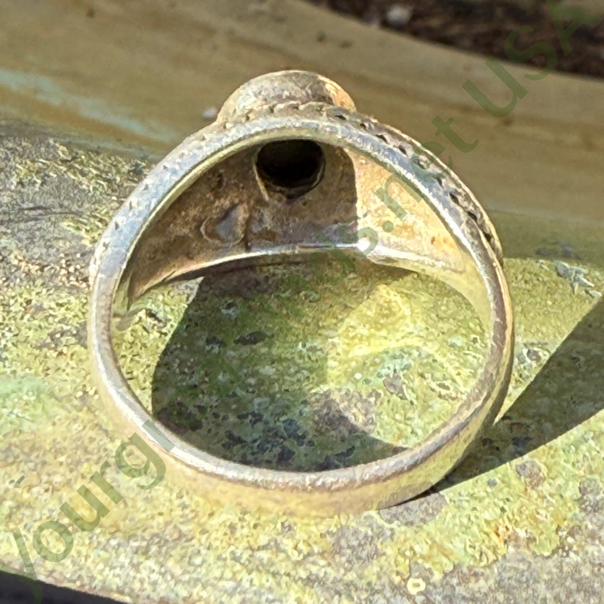 Vintage Sterling Silver & Black Enamel Signet Ring 8 ring