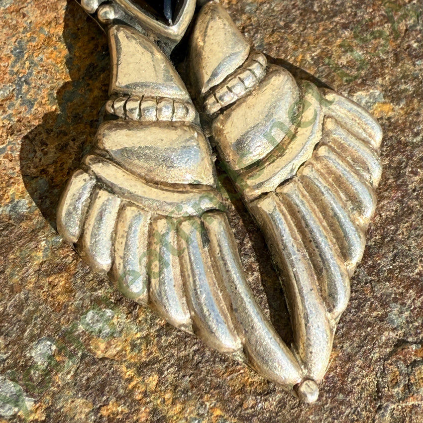 Vintage Sterling Silver & Black Onyx Pendant Chain Necklace necklace