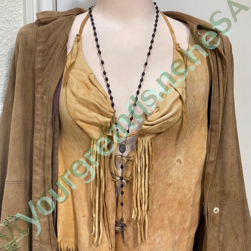 Vintage Sterling Silver Black Vulcanite Bead Rosary AP Yourgreatfinds