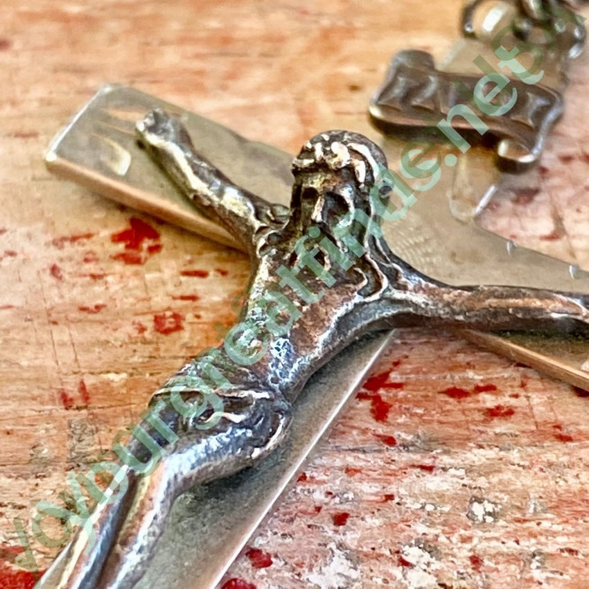 Vintage Sterling Silver Black Vulcanite Bead Rosary AP Yourgreatfinds