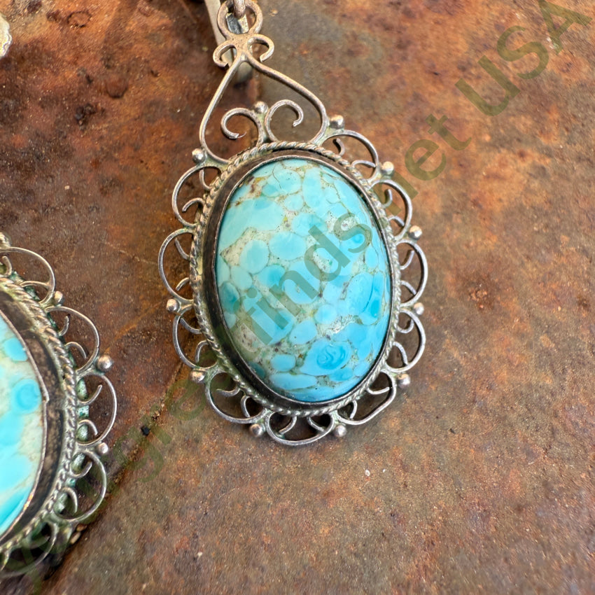 Vintage Sterling Silver Blue Art Glass Earrings earrings