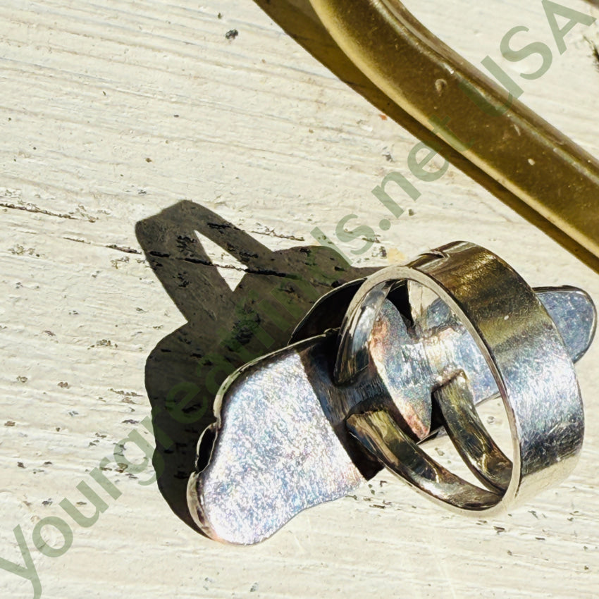 VIntage Sterling Silver Botanical Themed Long Ring Size 7.5 ring