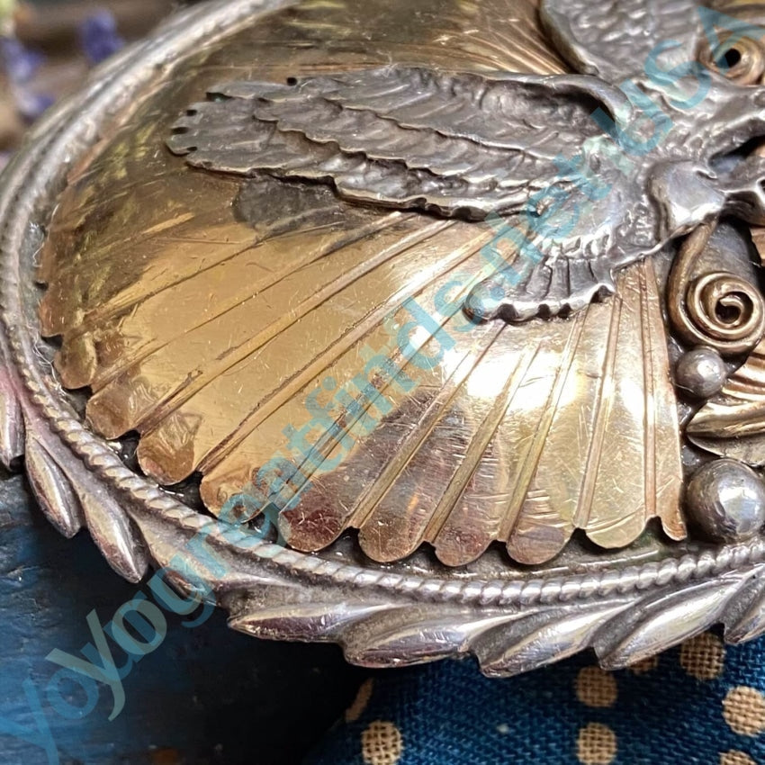 Vintage Sterling Silver Brass Appliqué Eagle Belt Buckle Yourgreatfinds