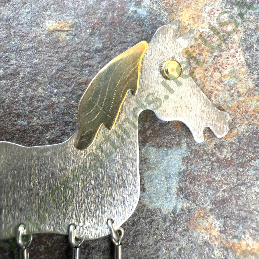 Vintage Sterling Silver & Brass Horse In Cowboy Boots Pin Pin Brooch