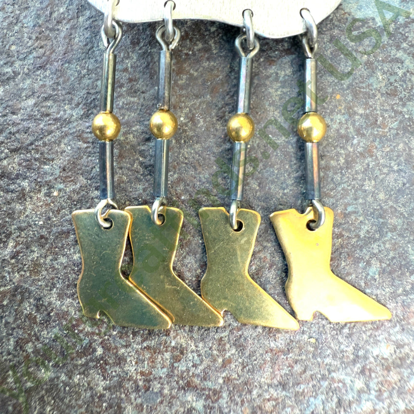 Vintage Sterling Silver & Brass Horse In Cowboy Boots Pin Pin Brooch