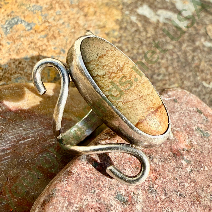 Vintage Sterling Silver & Bruneau Canyon Jasper Ring Size 5 3/4 ring