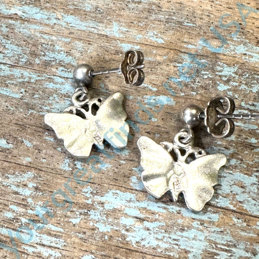 Vintage Sterling Silver Butterfly Pierced Earrings