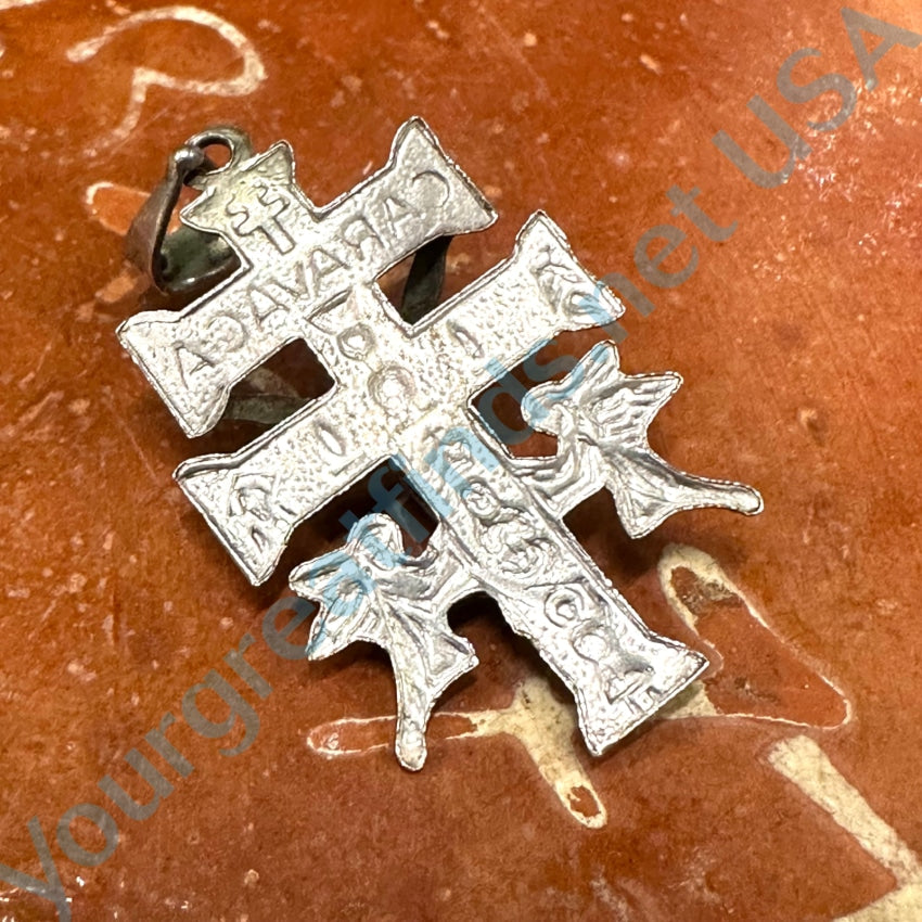 Vintage Sterling Silver Caravaca Crucifix Cross Pendant Mexico