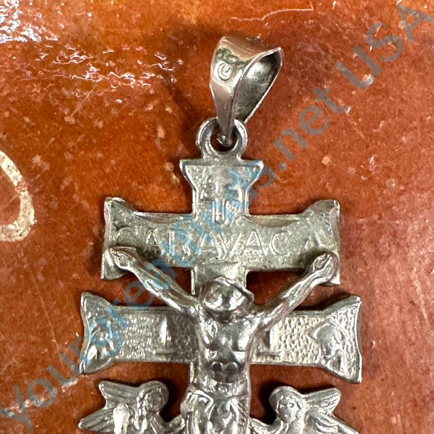 Vintage Sterling Silver Caravaca Crucifix Cross Pendant Mexico