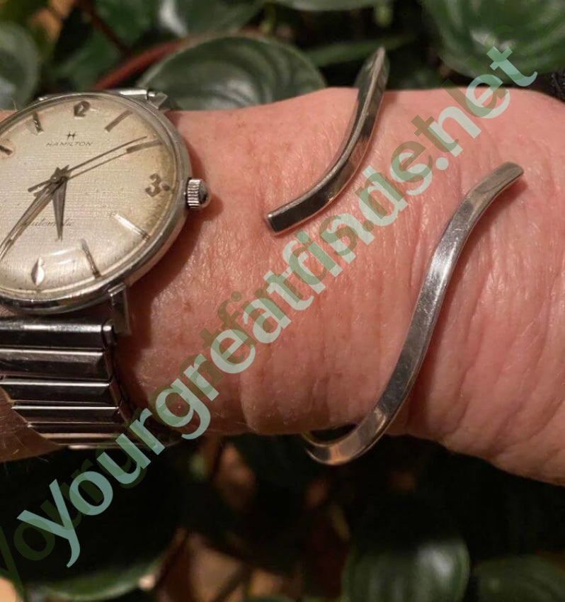 Vintage Sterling Silver Carinated Bypass Cuff Bracelet Yourgreatfinds