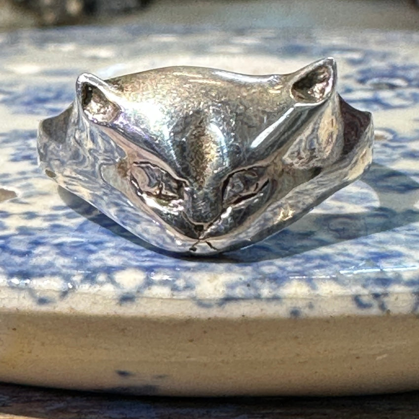 Vintage Sterling Silver Cat Ring 9.5