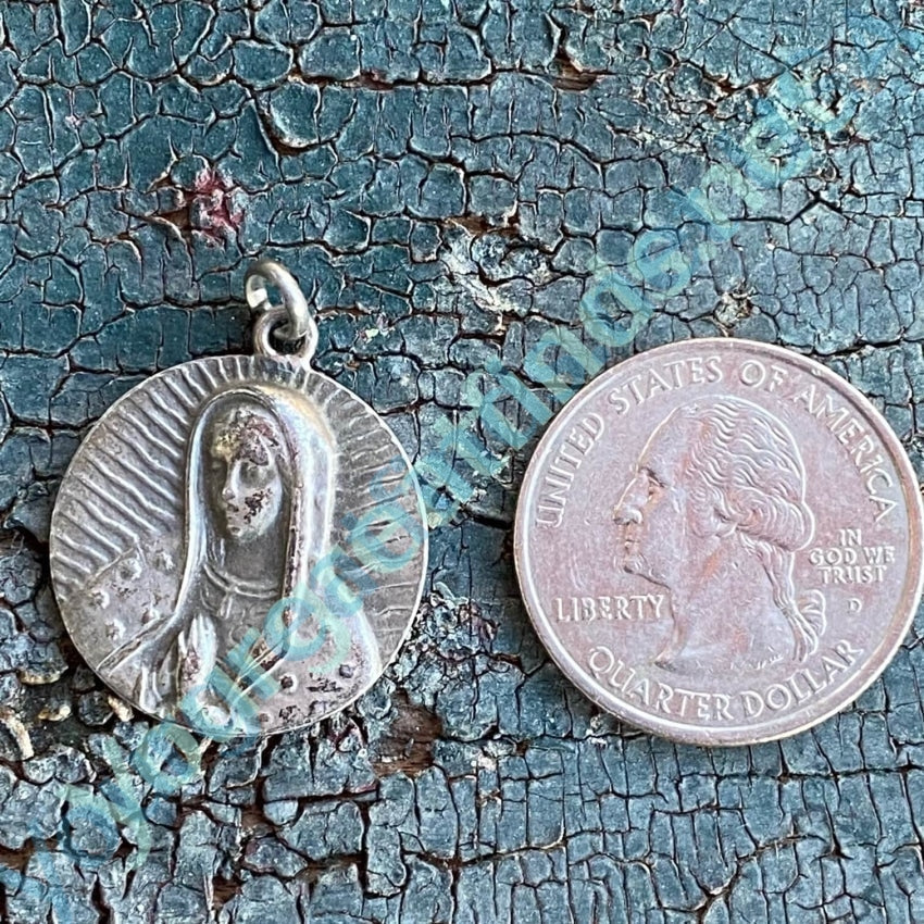 Vintage Sterling Silver Catholic Mary Medallion Pendant Yourgreatfinds
