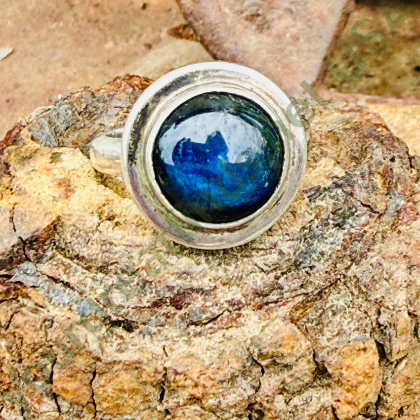 Vintage Sterling Silver Cat’s Eye Blue Moonstone Ring 8 ring