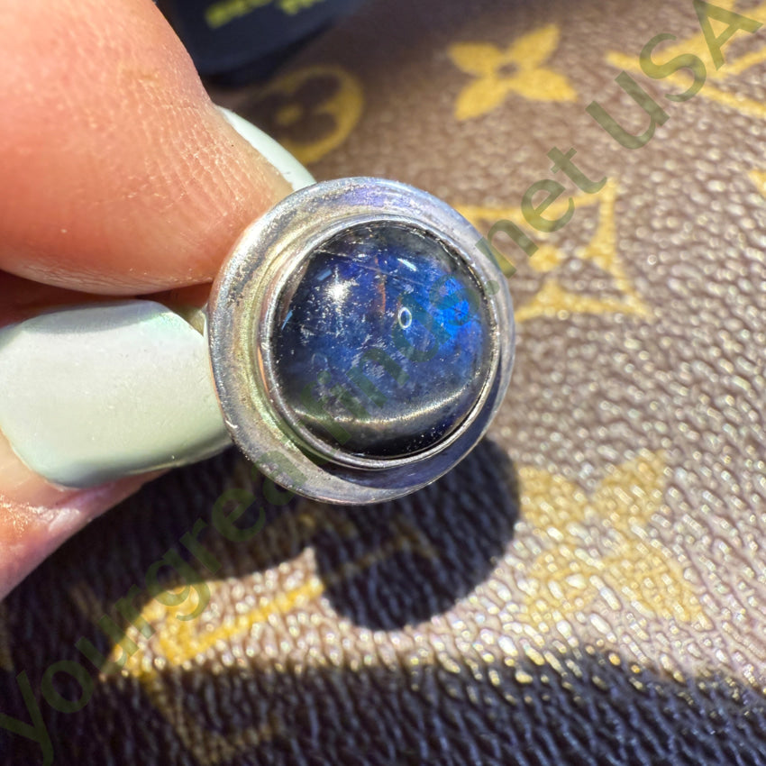 Vintage Sterling Silver Cat’s Eye Blue Moonstone Ring 8 ring
