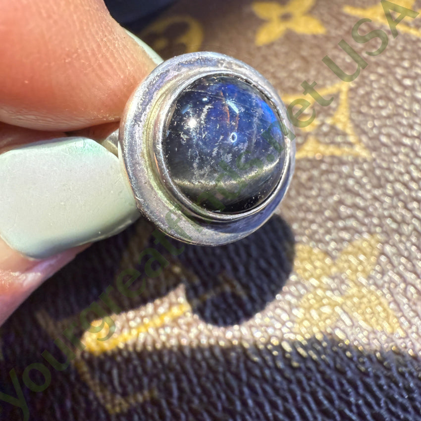 Vintage Sterling Silver Cat’s Eye Blue Moonstone Ring 8 ring