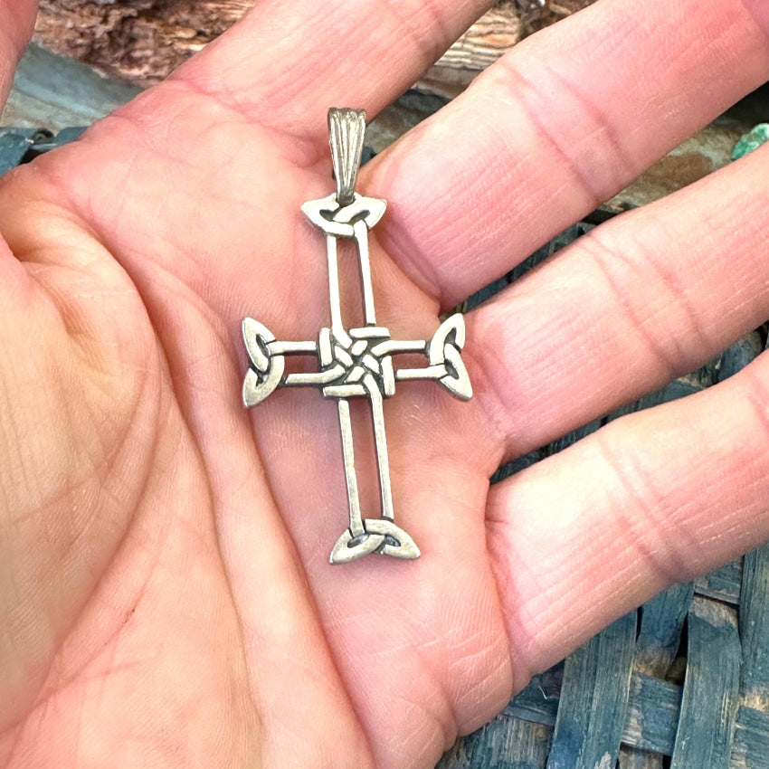 Vintage Sterling Silver Celtic Cross Pendant