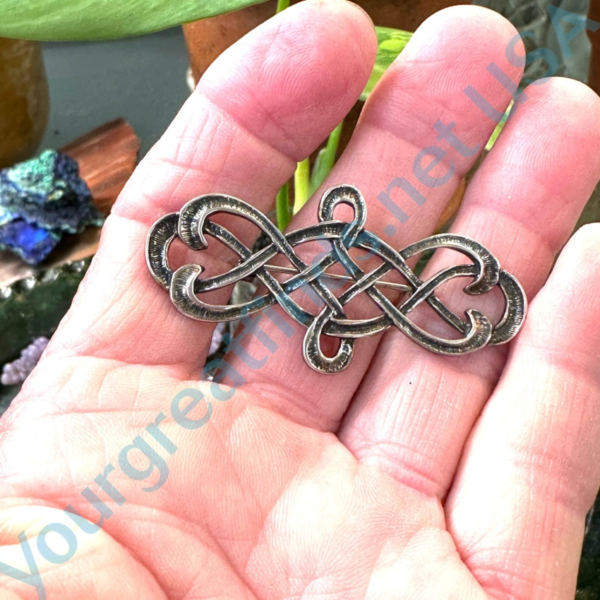 Vintage Sterling Silver Celtic Knot Bar Pin