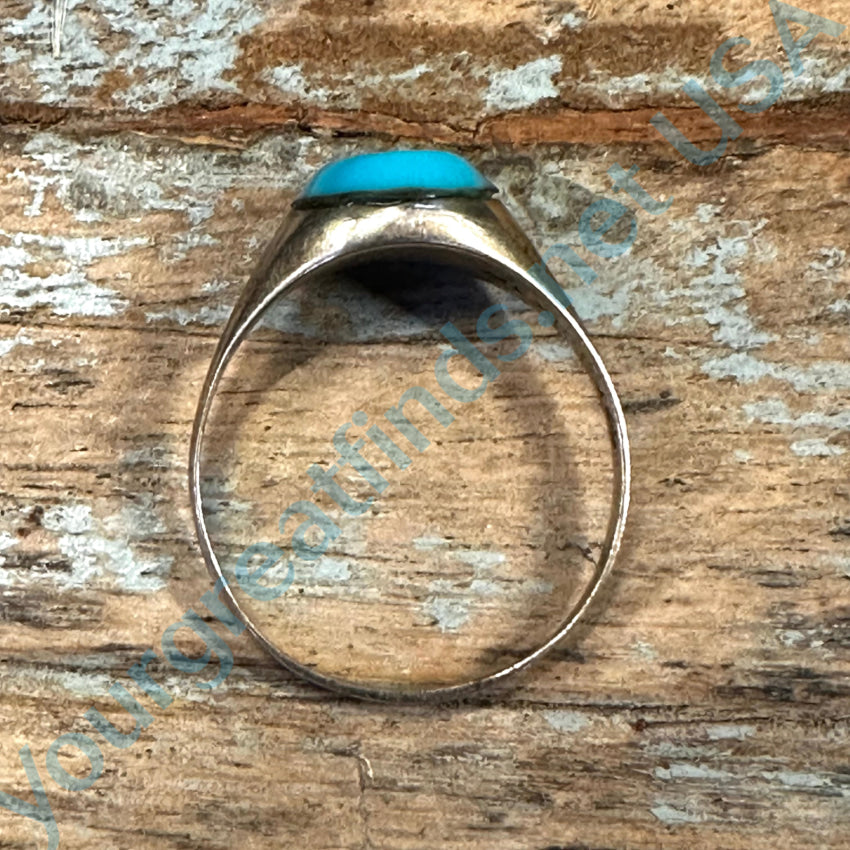 Vintage Sterling Silver Channel Inlay Turquoise Ring Size 9