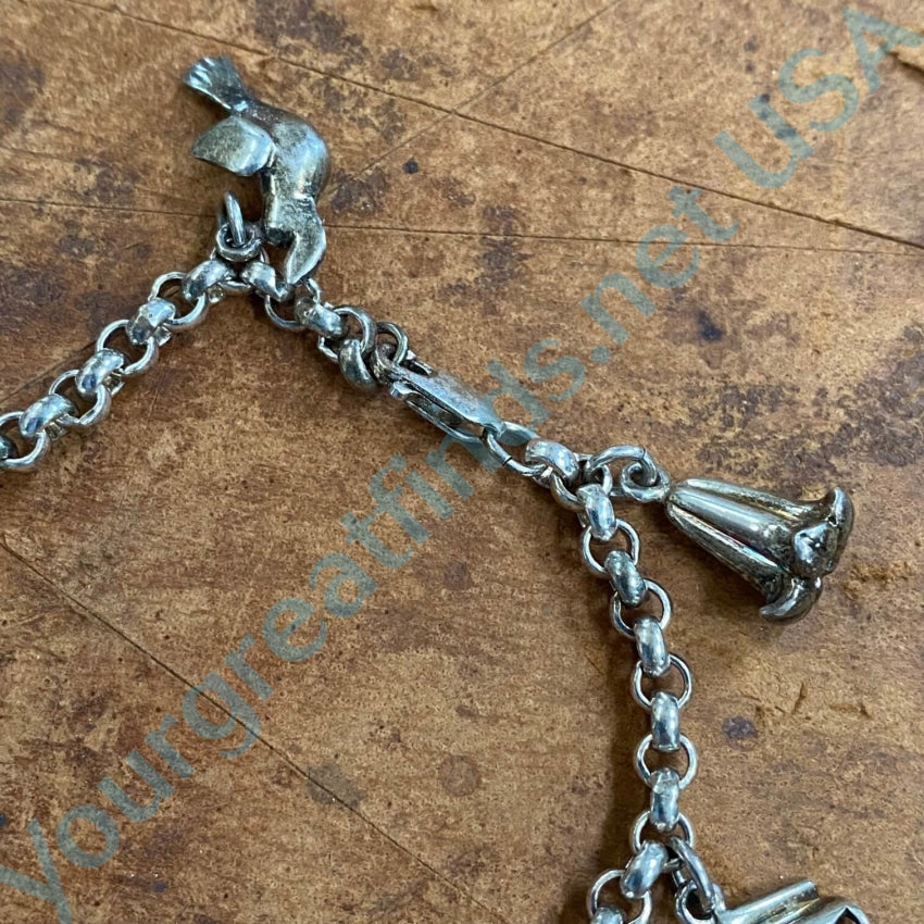 Vintage Sterling Silver Christian Themed Charm Bracelet