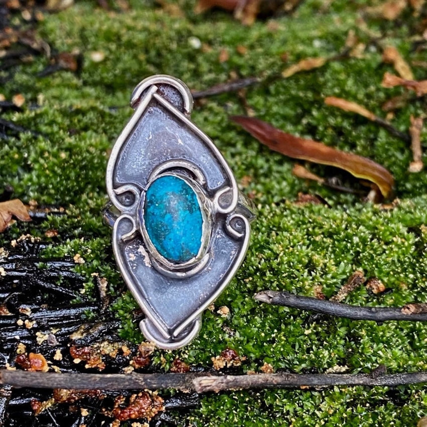 Vintage Sterling Silver Chrysocolla Ring Size 6.25 Yourgreatfinds