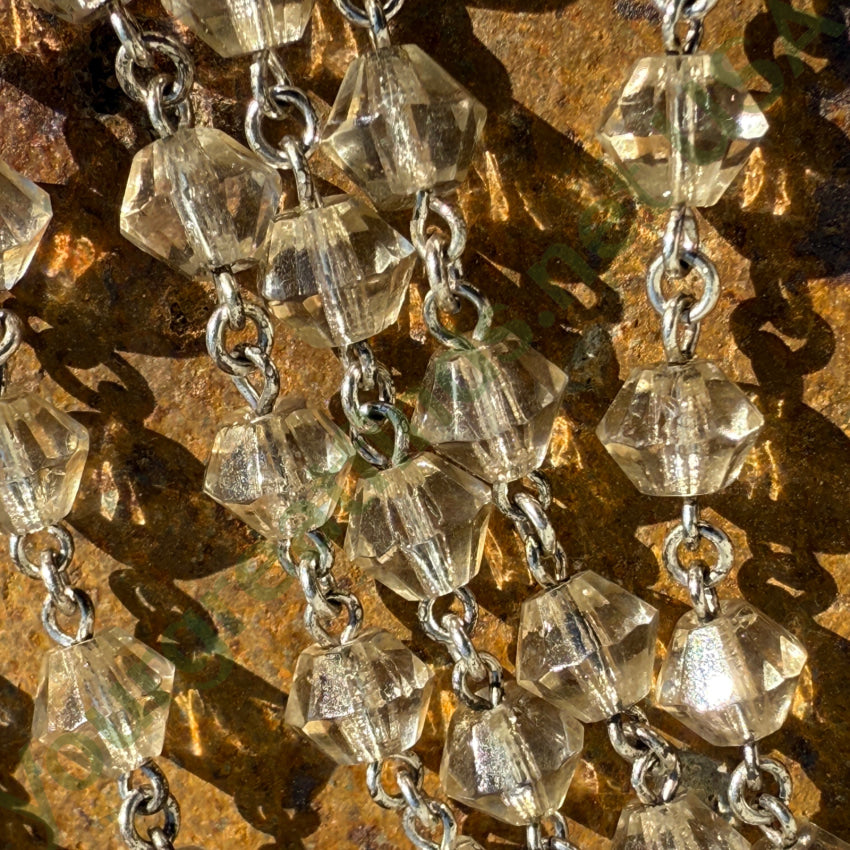 Vintage Sterling Silver Clear Glass Bead Catholic Rosary rosary necklace