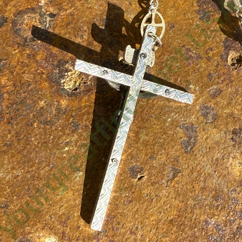 Vintage Sterling Silver Clear Glass Bead Catholic Rosary rosary necklace