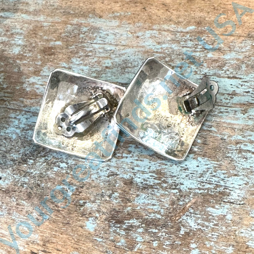 Vintage Sterling Silver Clip Earrings Southwestern