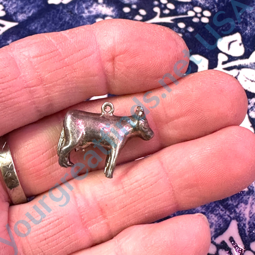 Vintage Sterling Silver Cow Pendant Pendant