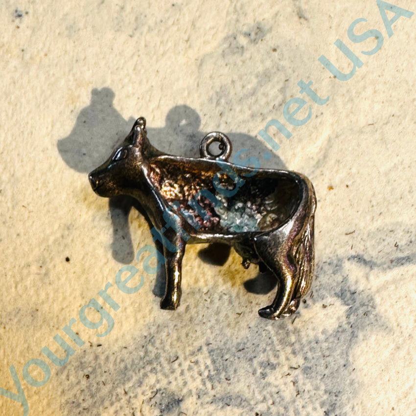 Vintage Sterling Silver Cow Pendant Pendant