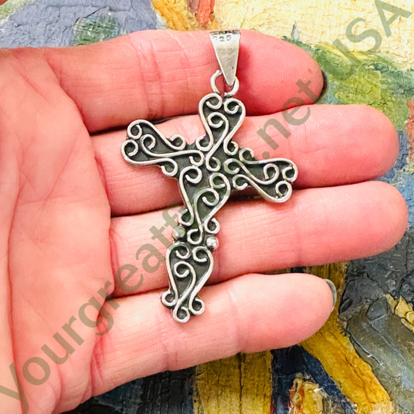 Vintage Sterling Silver Cross Pendant Pendant