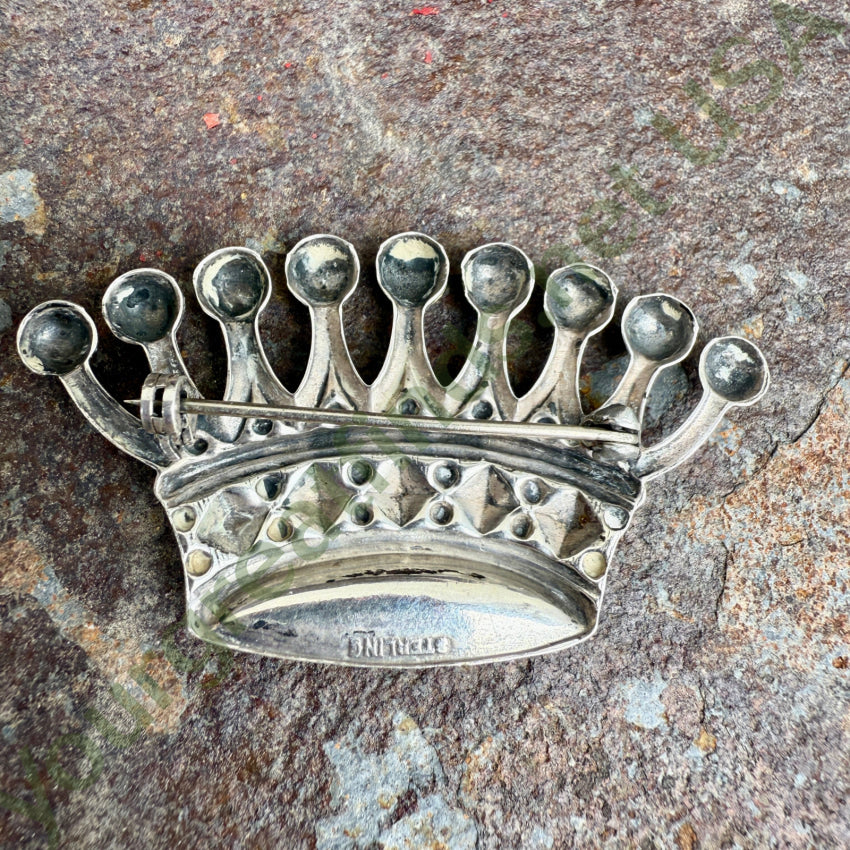Vintage Sterling Silver Crown Pin Brooch ring