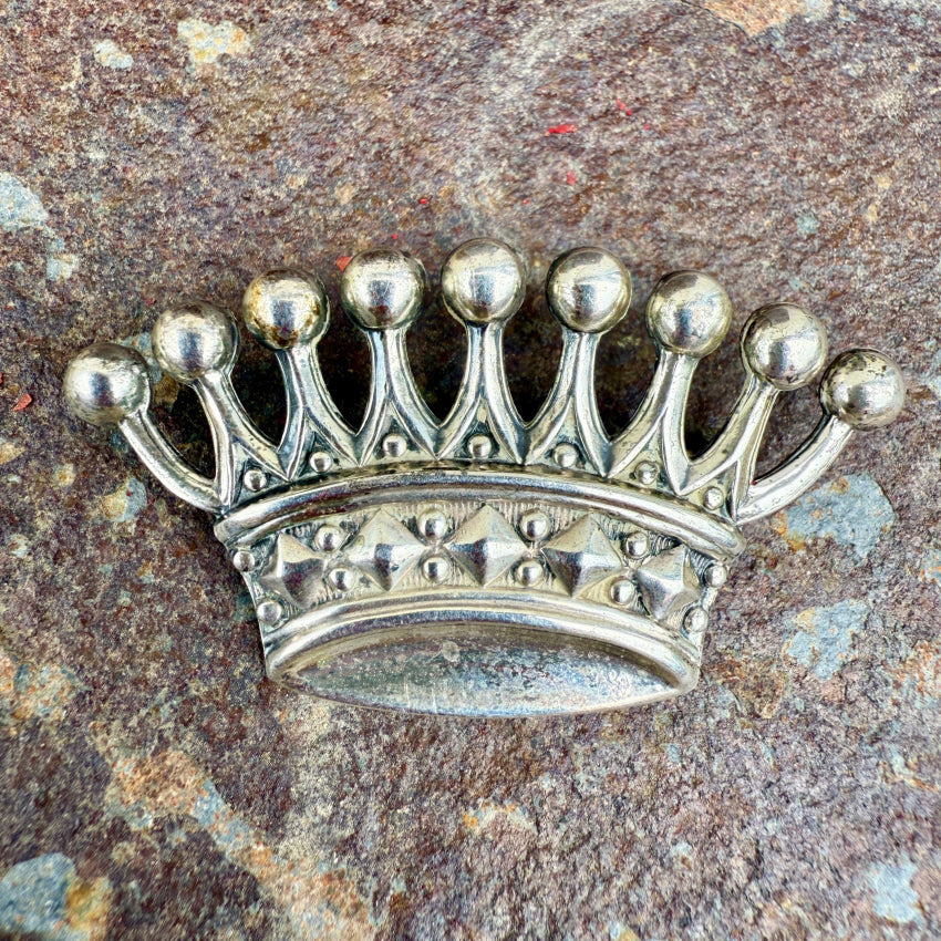 Vintage Sterling Silver Crown Pin Brooch ring