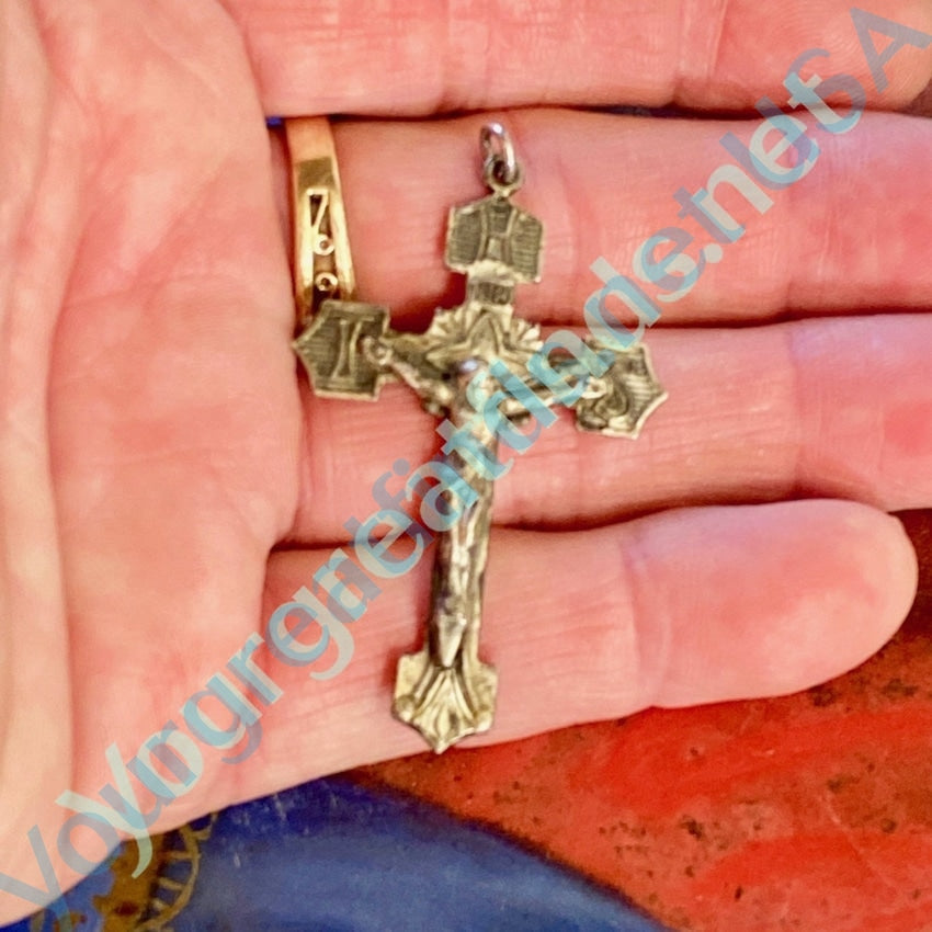 Vintage Sterling Silver Crucifix Cross Pendant in great detail Yourgreatfinds
