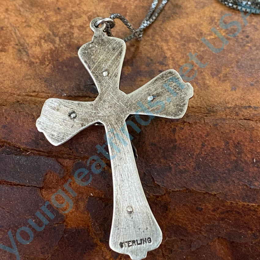 Vintage Sterling Silver Crucifix Necklace