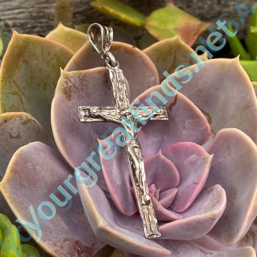Vintage Sterling Silver Crucifix Pendant in Large Size Yourgreatfinds