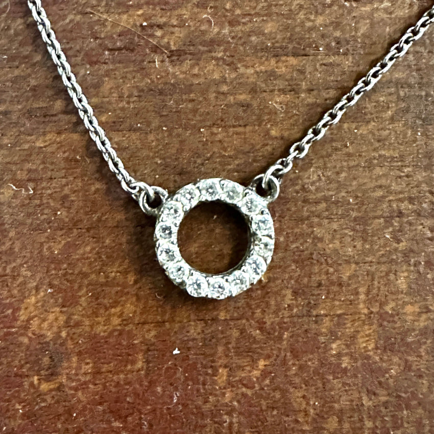 Vintage Sterling Silver & Cubic Zirconia Necklace Necklace